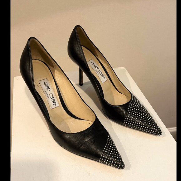 Jimmy Choo Love 85 Studded Leather Pumps - Picture 1 of 5